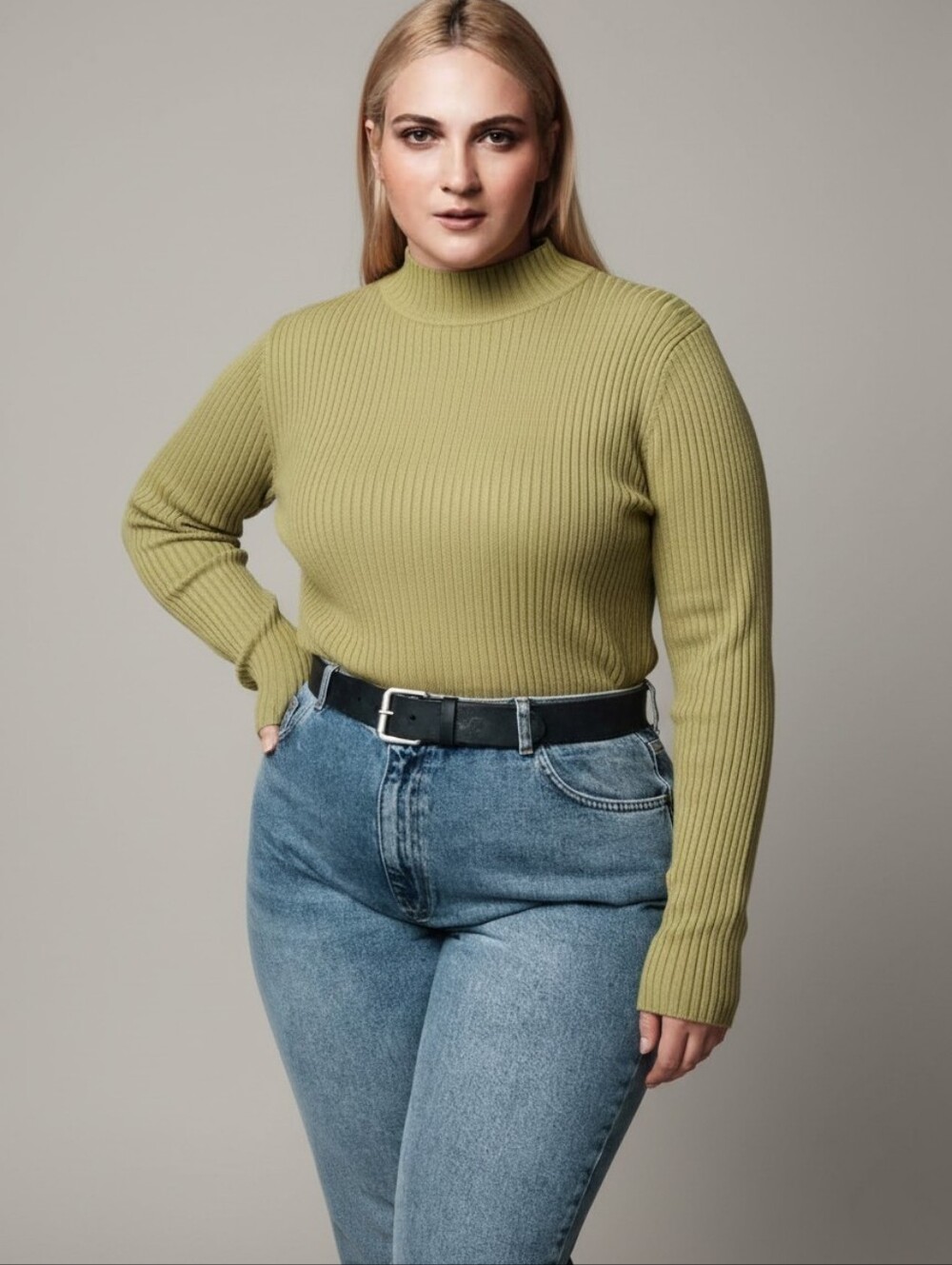 Uniqlo Ribbed Knit Top in Light Yellow-Green